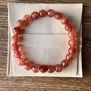High Quality - Strawberry Quartz Faceted Stone Bracelet w/Suede Pouch